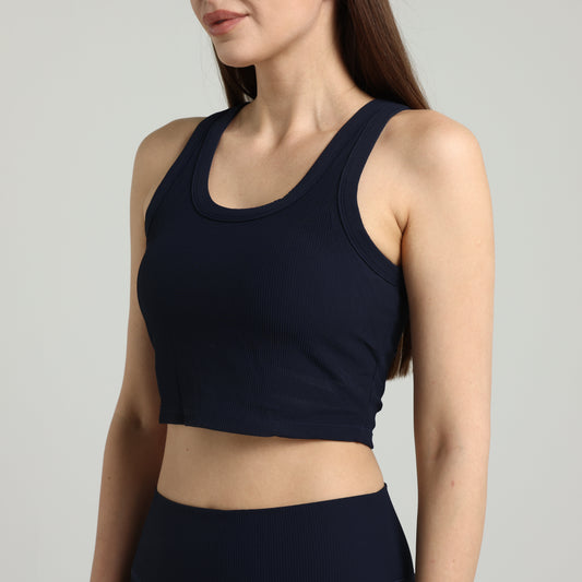 Deep Navy Ribbed Crop Tank